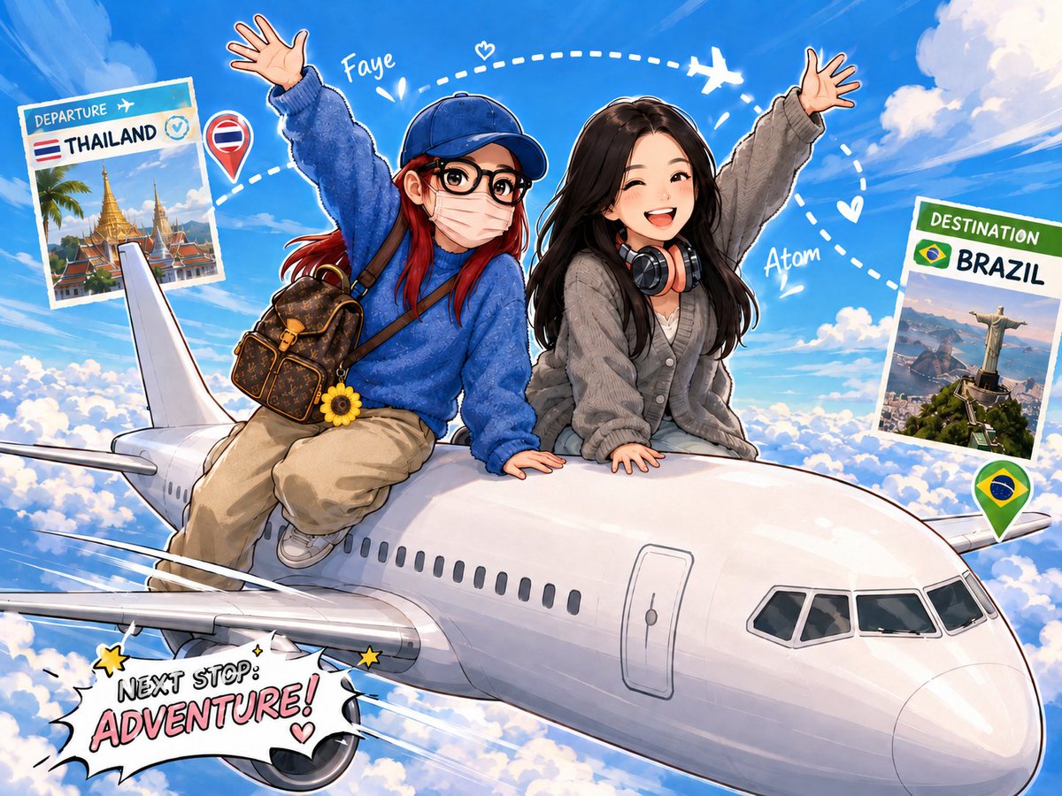 Suay_faye_'s tweet photo. From Thailand to Brazil ✈️🇹🇭🇧🇷

#FayeAtom 
#FayePeraya 
#AtomPariya https://t.co/igZI7dntqX