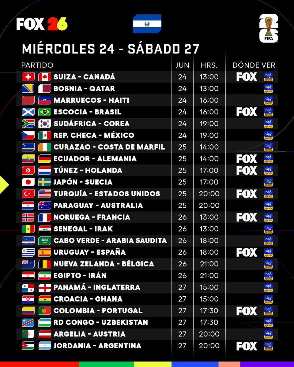 TigoSports_SV's tweet photo. 🚨🚨 ¡Atención! Te compartimos la guía definitiva para que puedas seguir todos los partidos de la Copa Mundial de la FIFA 2026. 🙌 https://t.co/kSVtygMIsC