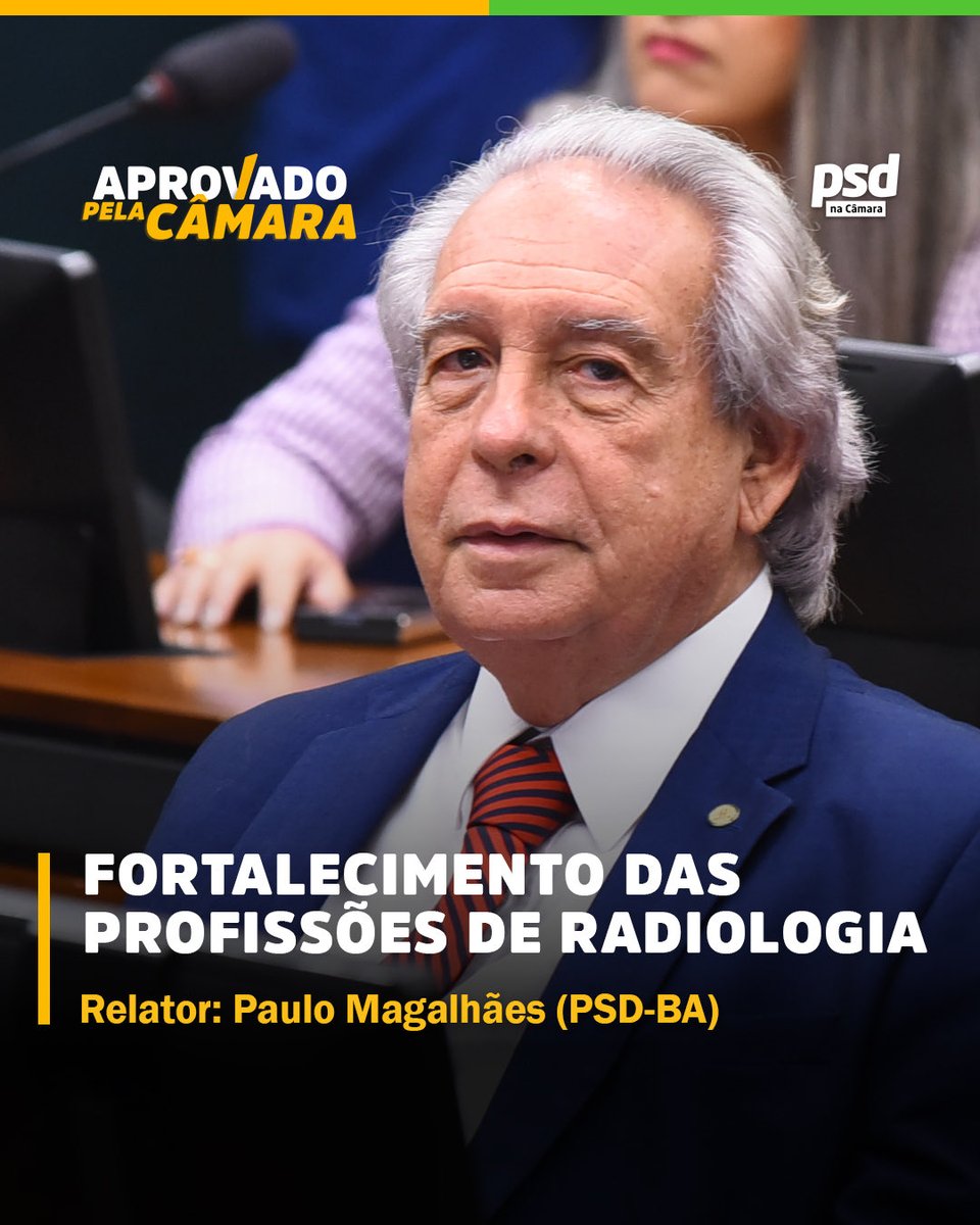 psdcamara's tweet photo. Câmara aprovou parecer do dep. Paulo Magalhães que atualiza a legislação das profissões da radiologia. A proposta reconhece novas formações, fortalece a qualificação profissional e adequa as regras aos avanços tecnológicos da área. Agora, o texto aguarda nova votação no Senado. https://t.co/6x6SKVMp6W