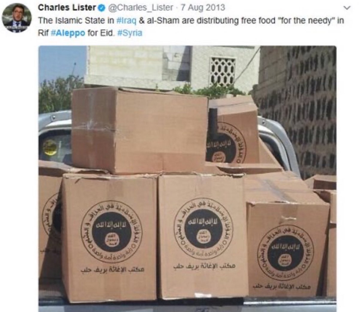 MarwanEsm03's tweet photo. Charles refers to the books distributed by ISIS as free food. That tells it all about why he supports the Al-Julani terrorist regime. https://t.co/mxyX0ThcIe