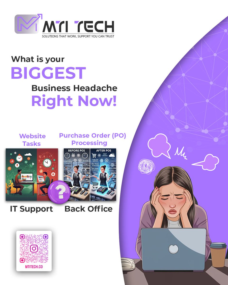 MtitechLLC's tweet photo. Feeling 𝐨𝐯𝐞𝐫𝐰𝐡𝐞𝐥𝐦𝐞𝐝 by endless tasks, technical issues, or operational bottlenecks? 
At 𝐌𝐓𝐈 𝐓𝐞𝐜𝐡, we help businesses overcome everyday challenges with reliable support for:
 Website Management
 IT Support
 PO Processing
 Back Office Operations
Your biggest headache doesn't have to be your daily reality.
 Let's discuss how we can simplify your workload and help your business run smoother.
 https://t.co/Itp3N9ZT2r
#MTITech #BusinessSolutions #ITServices #WebsiteSupport #OperationalEfficiency #BusinessSuccess