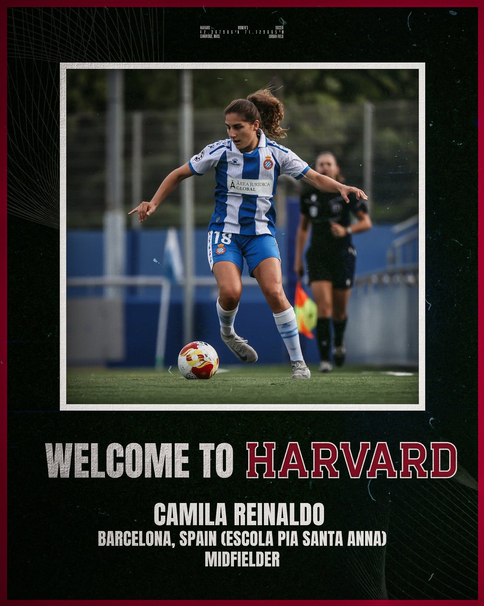 Harvard_WSoccer's tweet photo. Our second incoming first-year from Spain...

Introducing Camila Reinaldo from Barcelona, Spain. Welcome to Harvard, Camila!

#GoCrimson x #OneCrimson https://t.co/OxzHOLNur3