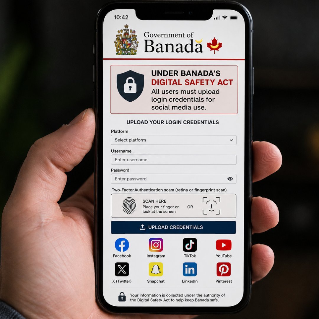 TheMapleSauce's tweet photo. @CityNewsVAN The Digital Safety Act: Protecting Banadians from the dangers of unsupervised freedom since 2026. #carneyval #banada #cdnpoli https://t.co/JYfwOoAa2x