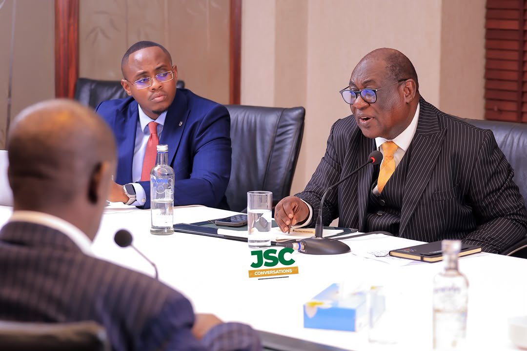 nbstv's tweet photo. “This practice of judges being placed on probation should not have happened, and it should not happen. What is the status of a judgment delivered by a judge on probation? Is it a judgment like any other? No. And when you appeal such a judgment, does it go before a real judge? I think the Uganda Law Society, as head of the Bar, must speak on this matter.”

Hon. Dr. Sam Mayanja, Dr. Sam Mayanja, Attorney General of the Republic of Uganda, speaking at @JSConversations today.

#NBSUpdates #JSCConversations