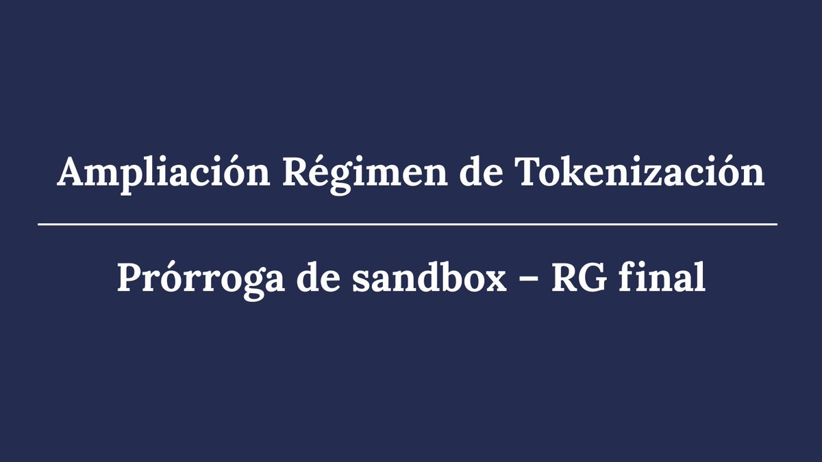 CNVArgentina's tweet photo. El Directorio de la @CNVArgentina, en el marco del proceso de modernización del mercado de capitales argentino que impulsa, aprobó la RG N° 1150, que amplía el Régimen de Tokenización vigente.

Esta RG es la norma definitiva, que surge tras el proceso de consulta pública propuesto por la RG N° 1137, en el cual se recibieron y analizaron sugerencias de los diversos actores del mercado.

Hasta el momento, el Régimen de Tokenización admitía la representación digital de determinados instrumentos -como acciones, obligaciones negociables, CEDEAR, valores representativos de deuda o certificados de participación de fideicomisos financieros- cuando eran emitidos bajo los Regímenes de Oferta Pública Automática de Mediano Impacto, Emisores Frecuentes y emisiones frecuentes de Fideicomisos Financieros, así como cuotapartes de fondos comunes de inversión cerrados de crédito con oferta pública en los términos de la Ley de Fondos Comunes de Inversión.

Ahora, con el Régimen de Tokenización ampliado se admite la posibilidad de representar digitalmente los valores negociables que se emitan bajo cualquier Régimen de Autorización Automática, incluidos los Regímenes de Oferta Pública con Autorización Automática de Valores Negociables por su Bajo Impacto y el novedoso Régimen de Oferta Pública Automática de Valores Negociables por su Mediano Impacto. En el caso de los Fondos Comunes de Inversión Cerrados, la posibilidad de representar digitalmente las cuotapartes ya no se limitará a los FCIC de créditos, sino que alcanza a todos los FCIC que admitan emisiones con autorización automática de oferta pública.

A su vez, en línea con lo dispuesto en las recientes RGs N° 1142 y N° 1143 de la CNV, se incorpora la posibilidad de representar digitalmente a las cuotapartes de los FCIA ETF, así como también a los CEVA ETP. 

Se aclara, no obstante, que los demás FCIA no podrán someterse al Régimen de Tokenización.

Por último, se prorroga la vigencia del sandbox regulatorio previsto en las Normas del Régimen de Tokenización hasta el 31 de diciembre de 2027.

Más información 👇
https://t.co/448WeQWGBO