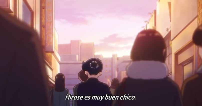 LazycatthingCat's tweet photo. Esta escena es una de las que me rompio.

Nakamura camina por la ciudad, parejas a su alrededor, todas heterosexuales, incluso una pareja con su bebe.
Agacha la cabeza y piensa "tiene novia, era de esperar, el es buen chico y ella es linda tambien".
Una pareja se agarra las manos frente a el... como diciendo "Claro, asi es como tiene que ser".
Pero el unico que no encaja alli en esa imagen y que camina solo... es el. 
Y el no puede evitar intentar sacudirse lo que siente, tiene que estar feliz, debe de estarlo y el mismo se estira, sonrie y dice "Claro, hirose es feliz" y parece que lo acepta...
para que poco despues veamos como llega a llorar a su casa.