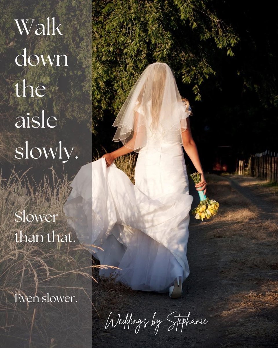 WeddingsBySteph's tweet photo. Wedding Tip Tuesday

Walk down the aisle slowly. Slower than that. Even slower. 

Trust me.    

#weddingcoordinator #bridaltips #weddingtips #weddingsbystephanie https://t.co/ZqItOSddkq