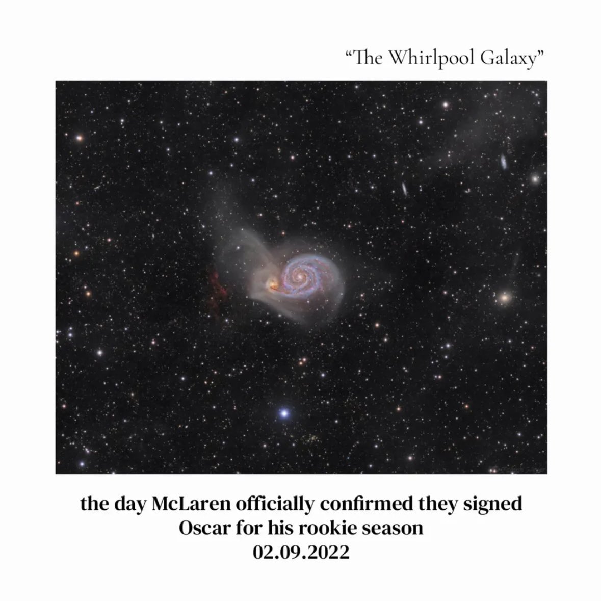 a_kkul's tweet photo. i came across such a beautiful post on tiktok that matched nasa’s astronomy picture of the day archive with important dates in oscar’s life 🥹✨ incredible too see how the magic of the universe is intertwined with those moments https://t.co/0r1s8zUEMj