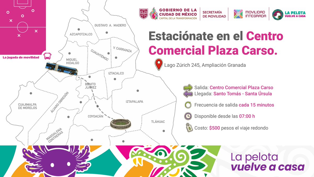 STECDMX's tweet photo. 🚎 Desde el centro y el poniente puedes llegar al Estadio Ciudad de México en servicio directo. 
Si asistes este 11 de junio, anticipa tu llegada y considera los servicios con salida desde Bellas Artes, el Ángel de la Independencia, el CETRAM Chapultepec y Plaza Carso 🚈🚆 🏟️ https://t.co/wnOxmuxWFy