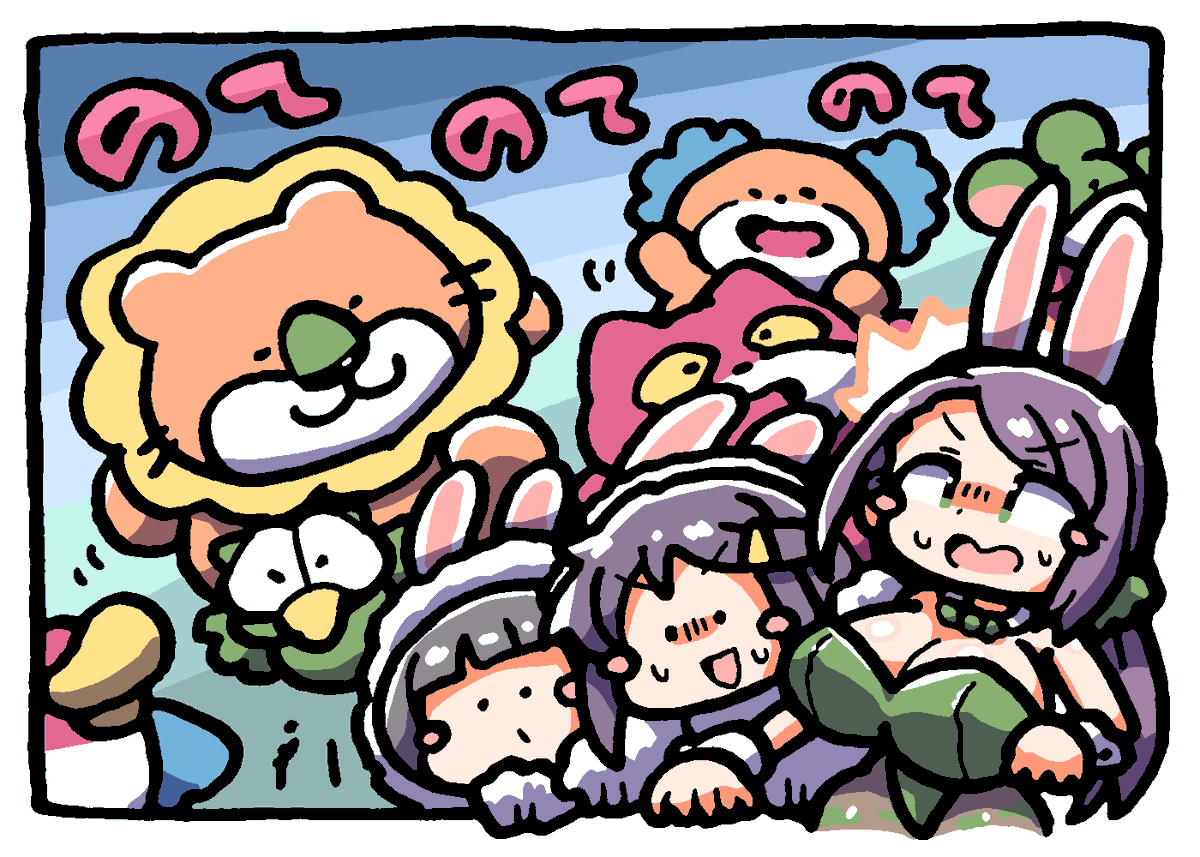 hanareyakuroha's tweet photo. 唐突にターベック動物が描きたくなったので🦁🐰🦆🦉🐱？🐭 https://t.co/sTglRgbAgt