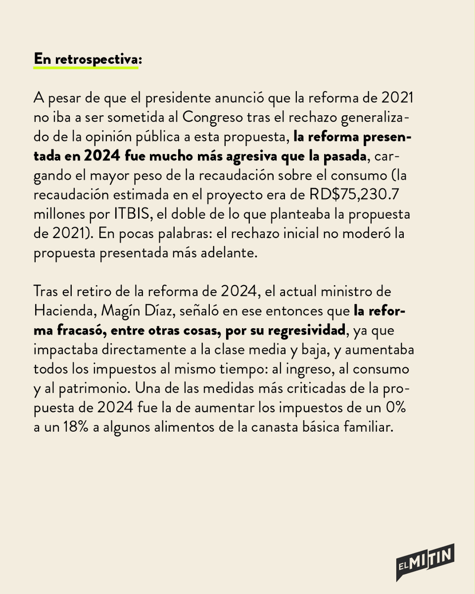 ElMitinRD's tweet photo. Después de algunas manifestaciones en contra de este nuevo proyecto, incluyendo algunas expresadas en las vistas públicas en el Congreso, el 19 de octubre de 2024 esta propuesta también fue retirada.

¿Será que en 2026 viene la reforma definitiva? ¡Te leemos! https://t.co/SgXMBS7xfW