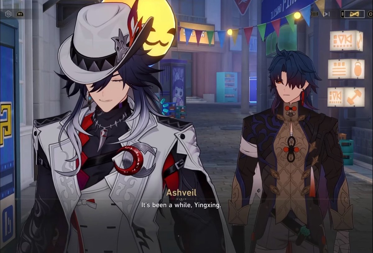 dozingmeow's tweet photo. this ashveil and blade reunion scene feels so much crazier NOW that we know the last time they saw each other was centuries ago and it was at one of the lowest points in yingxing's life

“it’s been too long mr. la mancha” like no shit he actually missed the dude https://t.co/nXQMPUPOfk