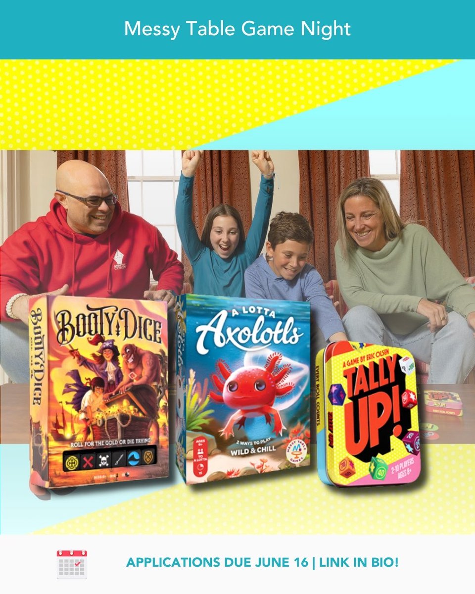 Tryazon's tweet photo. 🎉🎲 Still time to join the Messy Table Game Night Party! 🙌

🏴‍☠️ Booty Dice
🦎 A Lotta Axolotls
🎲 Tally Up

🎁 Hosts will receive a party pack!
📲 https://t.co/tCY1js2whk

Which game are you trying first? 👇
#Tryazon #MessyTableGames #GameNight #PartyGames https://t.co/UPiEqeMEW7