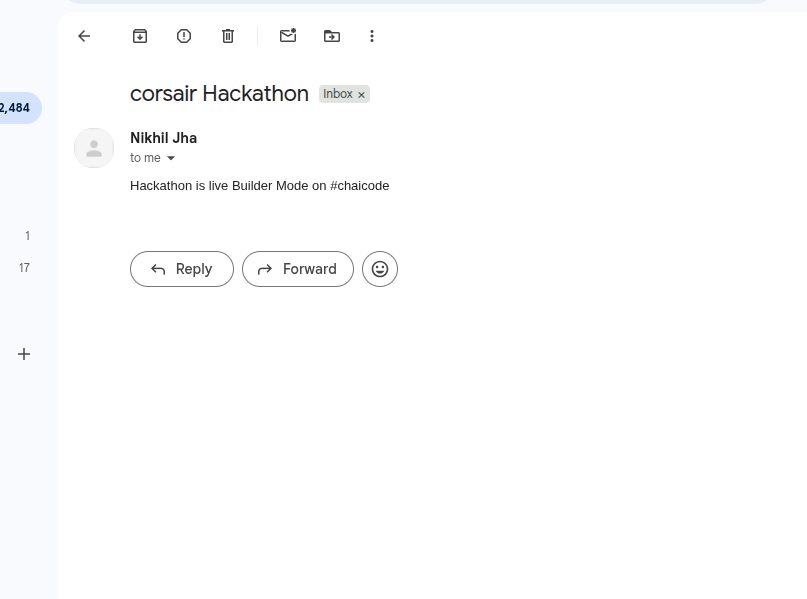 iam_nikhiljha's tweet photo. ✅ MacBook Hackathon – Level 1 cleared
✅ Gmail integration completed
✅ Google Calendar integration completed
✅ Connected with @CORSAIR 😇😁
Hackathon is Live😎
@Hiteshdotcom @piyushgarg_dev @nirudhuuu @BlazeisCoding
#chaicode #corsair #BuilderModeOn https://t.co/otX504Iqvd