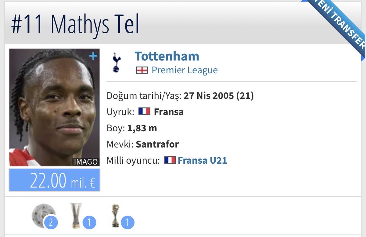 GalaSpace1905's tweet photo. 🔥#Transfer Sıcak gelişme‼️

🚨Galatasaray Tottenham da oynayan 21 yaşındaki forvet Mathys Tel ile anlaşmaya çok yakın.!

🚨Mathys Tel i Galatsarayda görmek istermisiniz? 
Kaynak ( @ReinhardStumpf_ )

#SonDakika https://t.co/31jrYgMveE