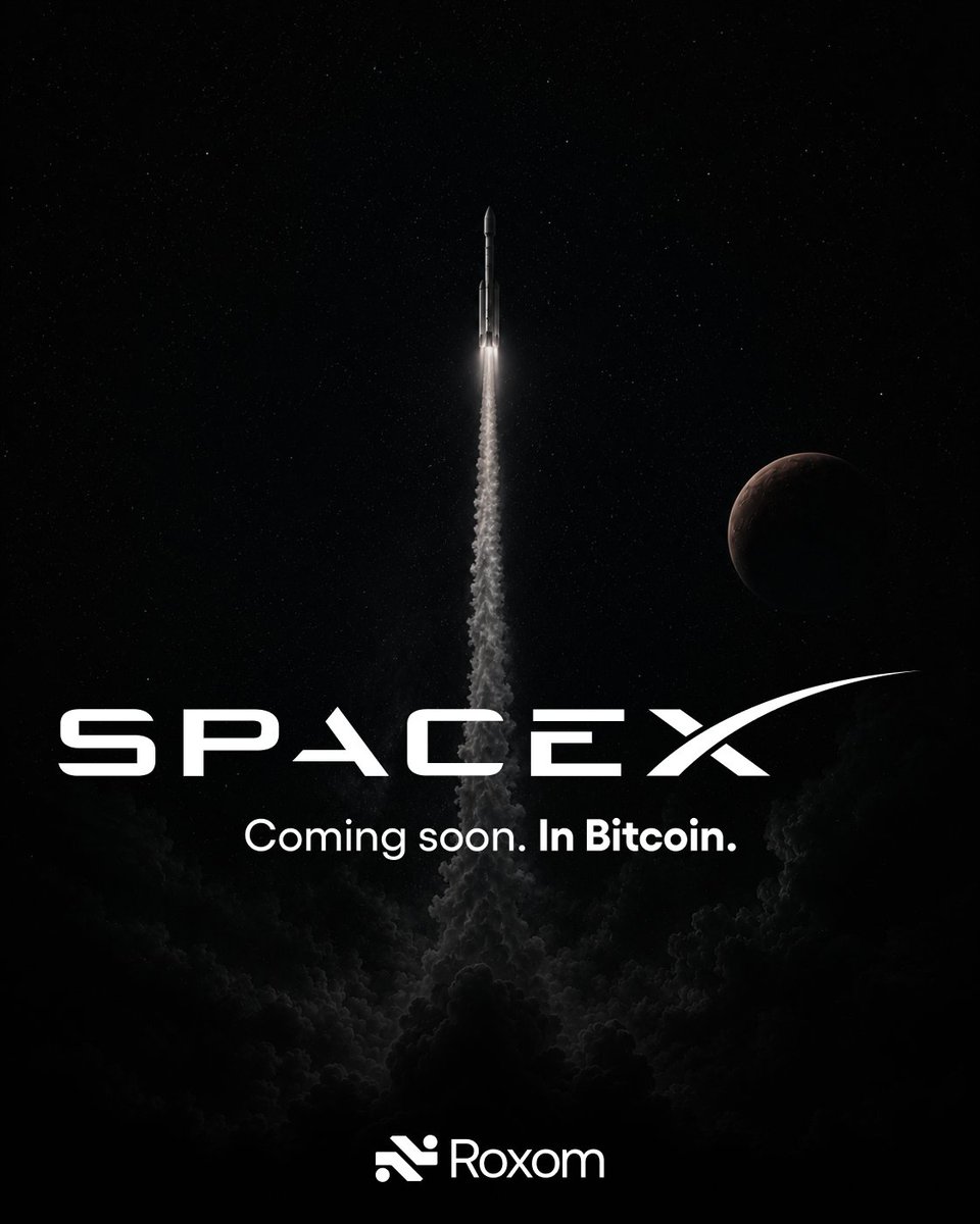 roxom's tweet photo. COMING SOON on Roxom: $SpaceX
Earth's most valuable private company. Priced in Bitcoin. https://t.co/sTPYY7PoiM