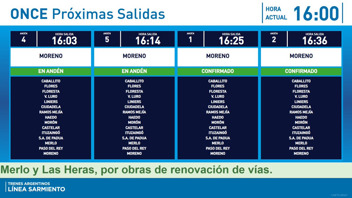 InfoTSarmiento's tweet photo. 🚦 Actualización del #EstadoDelServicio 

🟢 El #TrenSarmiento circula con sus frecuencias habituales. https://t.co/UXmrwd7nKr