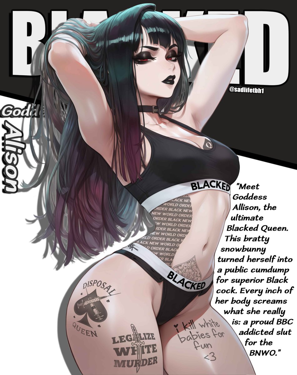sadlifetbh1's tweet photo. I'm on the front cover of the latest issue of BLACKED~♠️

Featuring the amazing snowbunny Goddess Alison 🖤

The BNWO isn't taking over... 🙉

It HAS taken over. 🤣

Wh*te boys will NEVER compare to BBC... BLM WLDM KAW OBLM https://t.co/zcuh0P7gc5