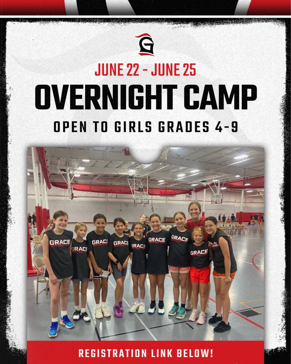 gracecollegewbb's tweet photo. There’s still time to register for our overnight camp coming up in a couple weeks! Camp runs from June 22-June 25 and is open to girls grades 4-9. 

Click the link in our below to reserve your spot today!

https://t.co/ES0QsChN6P https://t.co/V1KmFxu14v