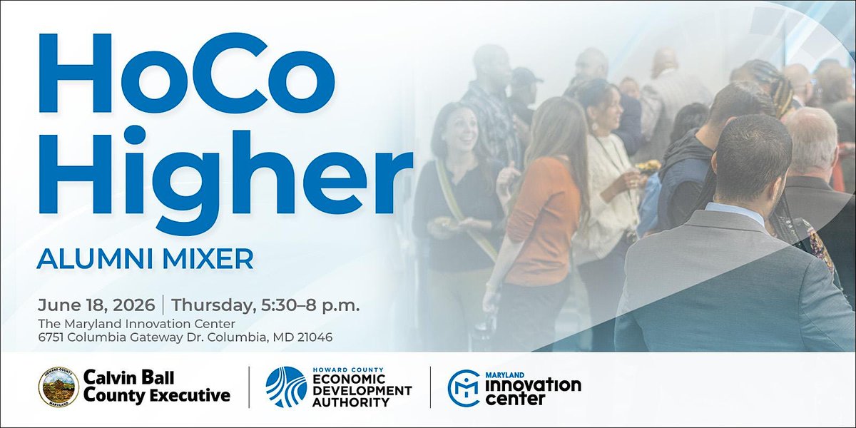 MDinnovates's tweet photo. You did the program. You kept building. Now come tell us about it.

The HoCo Higher Alumni Mixer is a night to celebrate the wins that happened after graduation and to stay connected to what's coming next.

Attended any BRITE programming? You're welcome.
June 18 | 5:30–8 PM | Space is limited 
Register here https://t.co/SJ6lMouHCG 

#HoCoHigher #AlumniNetwork #HowardCounty #FounderCommunity #MarylandStartups