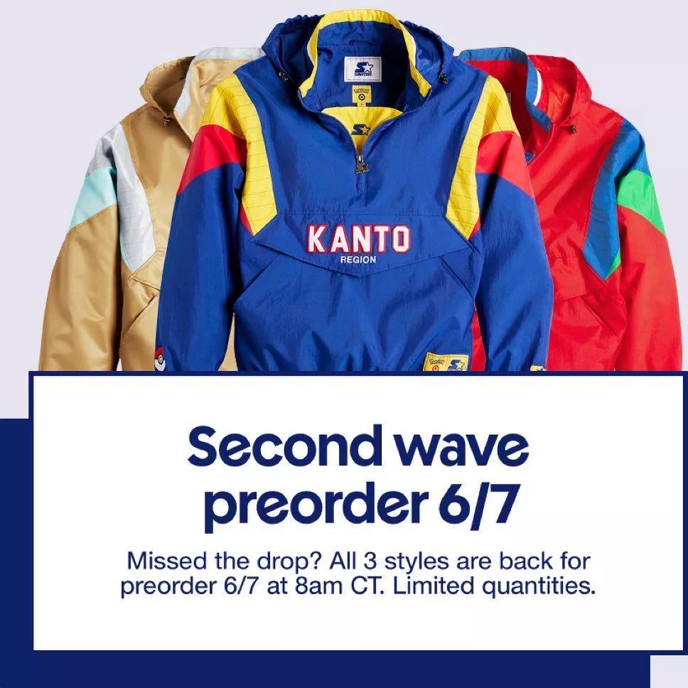 PokemonFindr's tweet photo. 💫 Kanto, Johto &amp; Hoenn Starter Jackets Live for Preorder on Target!

Kanto https://t.co/5FxcGUfD46 
Johto https://t.co/T4nVpjSVga 
Hoenn https://t.co/oTRFa9mkGM 

#Pokemon #ad https://t.co/1GS8UKC3lH