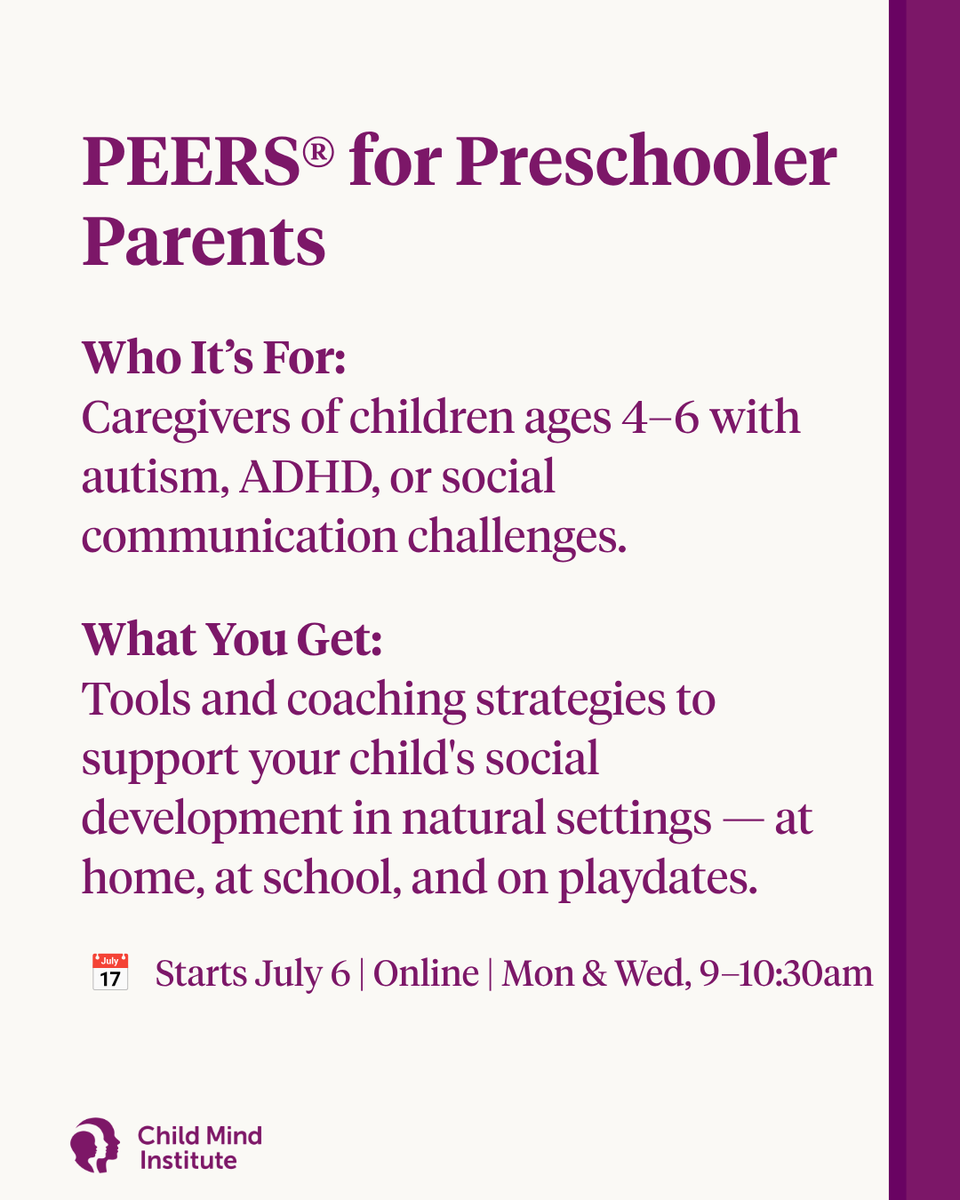 ChildMindCare's tweet photo. You know your child better than anyone — and that's exactly why these programs put you at the center.
We offer two evidence-based, parent-supported programs for families of autistic children: https://t.co/JCvNvAYz6E