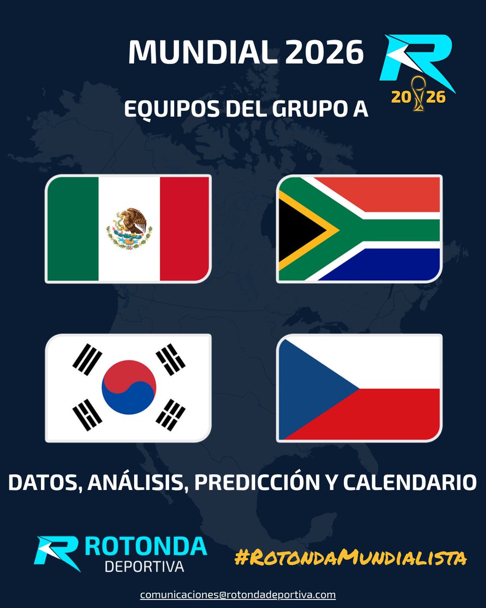 RotondaDepor's tweet photo. 🏆 ¡Estamos listos para el #Mundial2026! ⚽

Te traemos la información, análisis, predicción y calendario del Grupo A con México, Sudáfrica, Corea del Sur y República Checa.

Toda la información en: https://t.co/W1pWwFWyZI

#RotondaMundialista https://t.co/Z5TZP6Sg4v