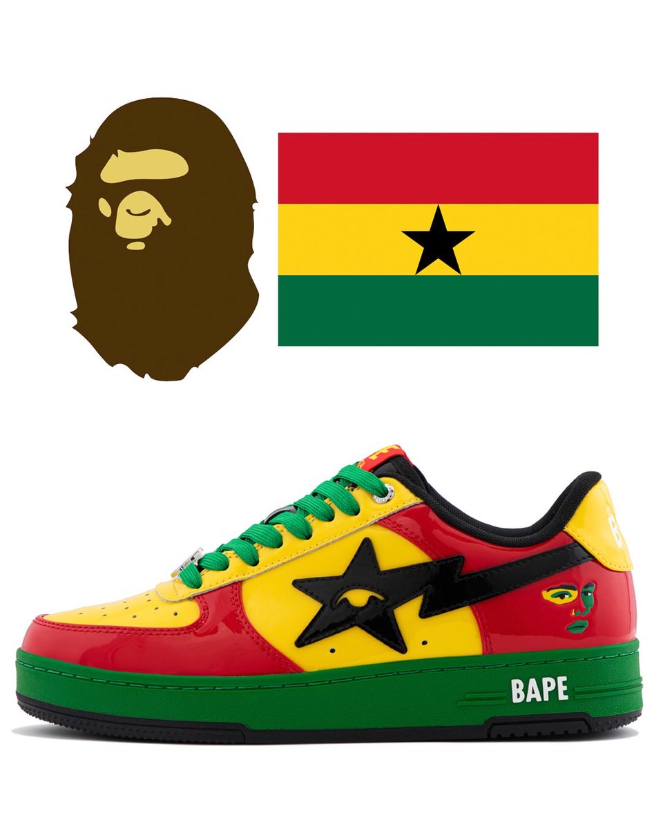 JustFreshKicks's tweet photo. KidSuper x Bape Sta “Ghana” 🇬🇭 

• June 11th
• $325 https://t.co/P9CAbZtFLi