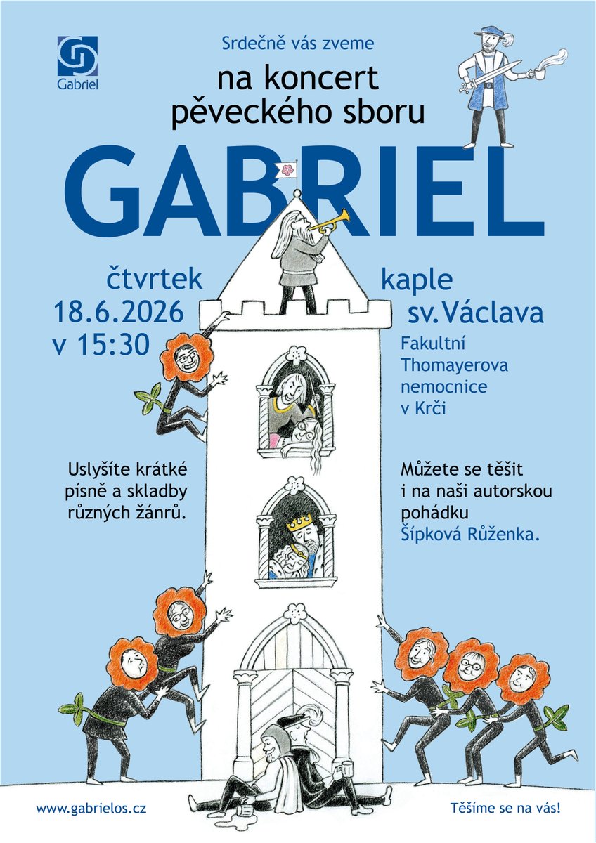 Thomayerka's tweet photo. 👉👉👉ZVEME VÁS: 🎶 Koncert sboru Gabriel. JIŽ 18. 6. v 15:30! 
➡️V kapli sv. Václava ve FTN zazní písně různých žánrů a také autorská pohádka Šípková Růženka. Přijďte si odpočinout a odreagovat se💛 
📍 FTN, Praha 4 –Krč. Těšíme se na Vás! https://t.co/LbLB9EQZIU