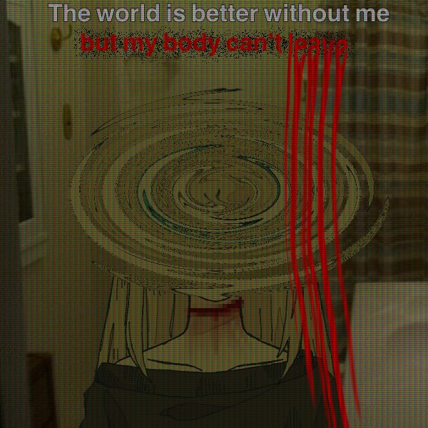 ThePumpkinPunk's tweet photo. The world is better without me 
but my body can’t l̸̤̋̍͑̚͠ͅ ̸̧̡̞͙̟͉̙̲̈́e̸̡̺͇̐̀͘͠ ̷̢̩̰͎̱̈́̑̎̃̑ą̷̛̦̣̥̺̭͉̳̺̙̙͐͘ͅ ̷̛͓̳̯̖̻̗̮͇͎͚̯̒̑̋̀̓̃̾͝v̵͖͎̹̰͈̭̦̠̖̮̬̙͛̀̉͒͐̋͊̍͂͒̚ ̴̢̛̹̥̺̺̪̬̅̃̅̈́͋͛͐͝ẽ̷̜̤͓͍̥̙̬̺̖͕͎͐͆͛̌̌ͅ : ( 

#OC #DMCOC https://t.co/gGi9T4tPW4