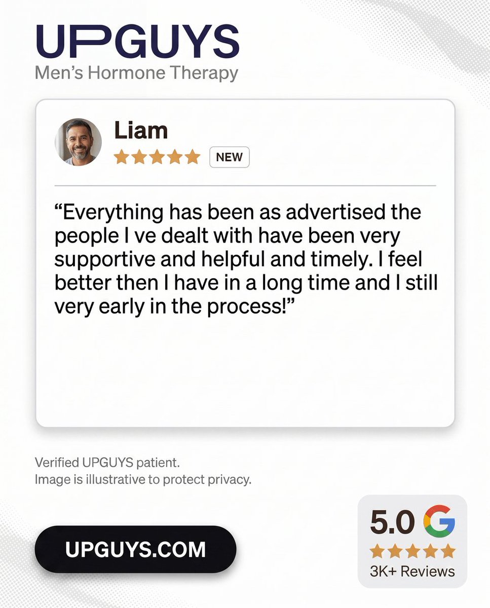 upguys's tweet photo. "I feel better then I have in a long time and I still very early in the process!"

— Liam, verified UPGUYS patient. 5-Star Google Review (3K+ reviews)

Online physician-led men's hormone therapy in Canada. https://t.co/0HR68ofcwY