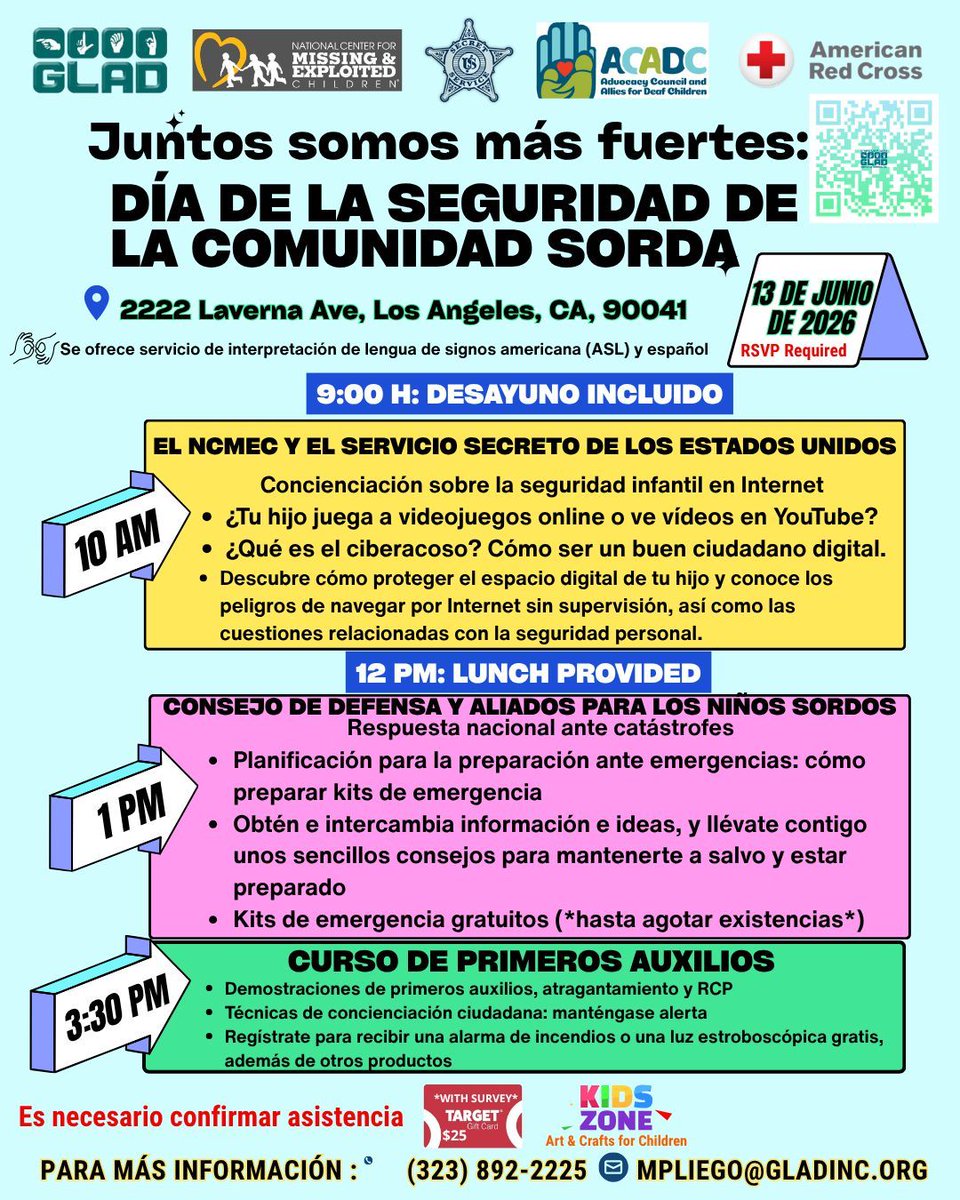 GLADeaf's tweet photo. GLAD organizará un taller de un día de duración con diversas ponencias sobre preparación para emergencias, formación en RCP y seguridad en Internet el 13 de junio. Más información: 🔗 https://t.co/BKnFRLYseI https://t.co/vD9OM42B9U