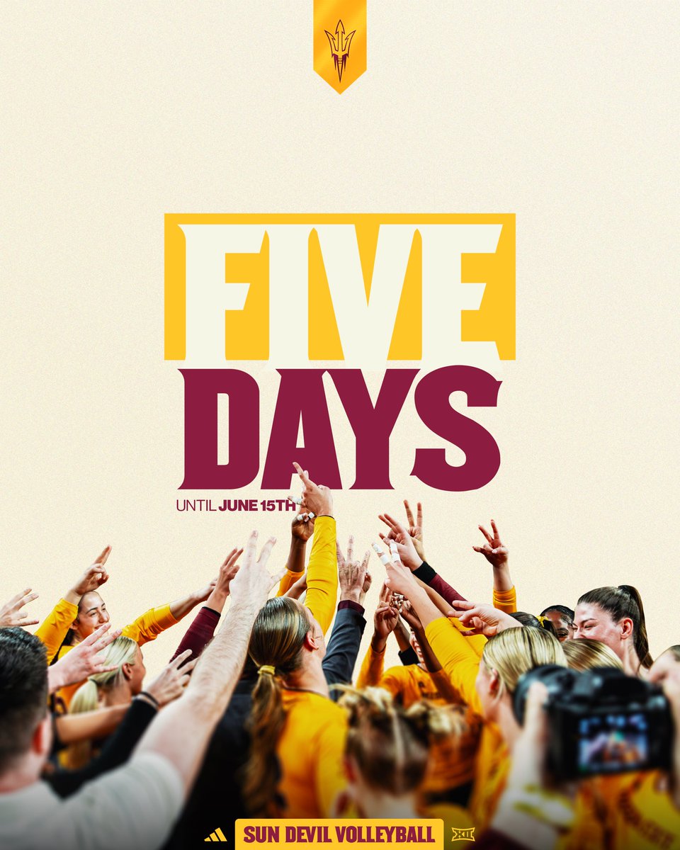 SunDevilVB's tweet photo. Recruits, we get to talk to 🫵 in 5 days! 😈

#ForksUp https://t.co/oPIst1dSTe