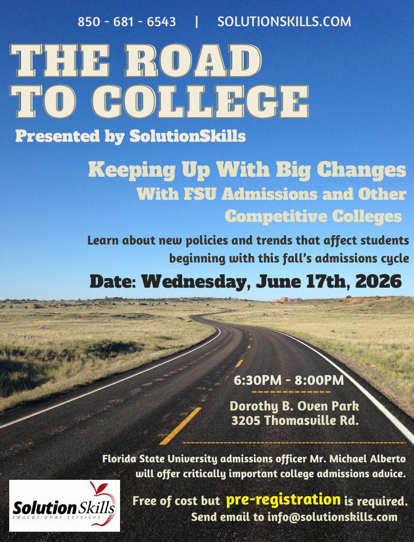 chilestwolves's tweet photo. Free workshop for parents and students. 

"The Road to College...Keeping up with Big Admissions Changes" https://t.co/4Vt5v7ksJ7