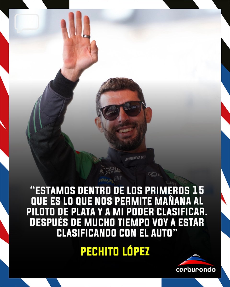CarburandoTV's tweet photo. 🗣 @pechito37 destacó el trabajo de sus compañeros, que metieron al Lexus del Akkodis ASP Team entre los 15 mejores de LMGT3.

👉 Este jueves desde las 15:00hs será su turno de salir a pista para definir la posición de largada en las 24 Horas de Le Mans.

#24HLeMans #PechitoLópez https://t.co/cCREFnVCO5
