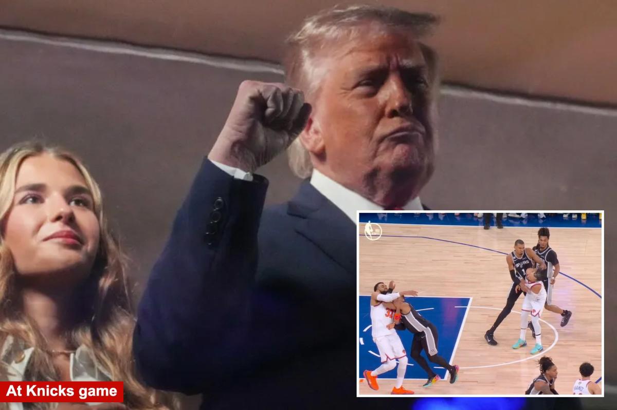 nypost's tweet photo. Trump tells The Post refs made 'very bad call' on Victor Wembanyama shove against Knicks star Jalen Brunson https://t.co/0SkRh2k811 https://t.co/eODCot4EXP