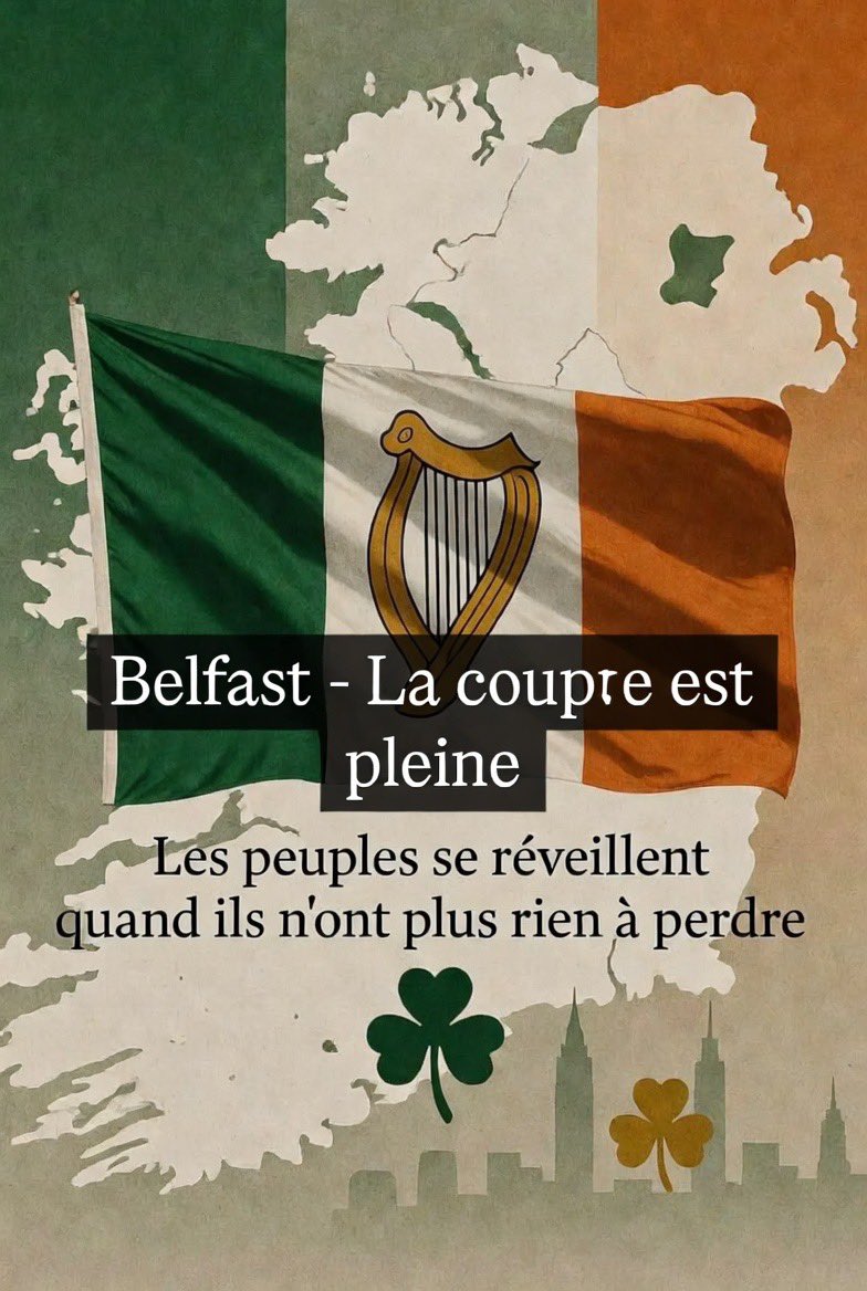 Guigz75116's tweet photo. Des foules massives d’hommes masqués sont de retour dans les rues de Belfast ce soir. 

On savait que cela finirait mal.

Je suis contre la violence, je la condamne. 

Mais quand un peuple sent qu’on lui crache à la figure depuis trop longtemps, que ses enfants paient le prix d’une paix de façade et d’une immigration subie, la coupe finit par déborder.

Ce n’est pas une excuse, c’est un constat brutal : l’Histoire nous l’a montré cent fois, les peuples ne se réveillent pas en remplissant des formulaires. Ils se réveillent quand ils n’ont plus rien à perdre.

Ce soir, Belfast rappelle à l’Europe qu’on ne peut pas impunément ignorer les colères légitimes, remplacer un peuple par un autre et espérer que tout le monde applaudira poliment. 

La rage accumulée ne disparaît pas parce qu’un ministre tweete « coexistance ». Elle explose.

Et demain, on fera encore semblant d’être surpris. 
#Belfast #LaCoupeEstPleine #Irlande
