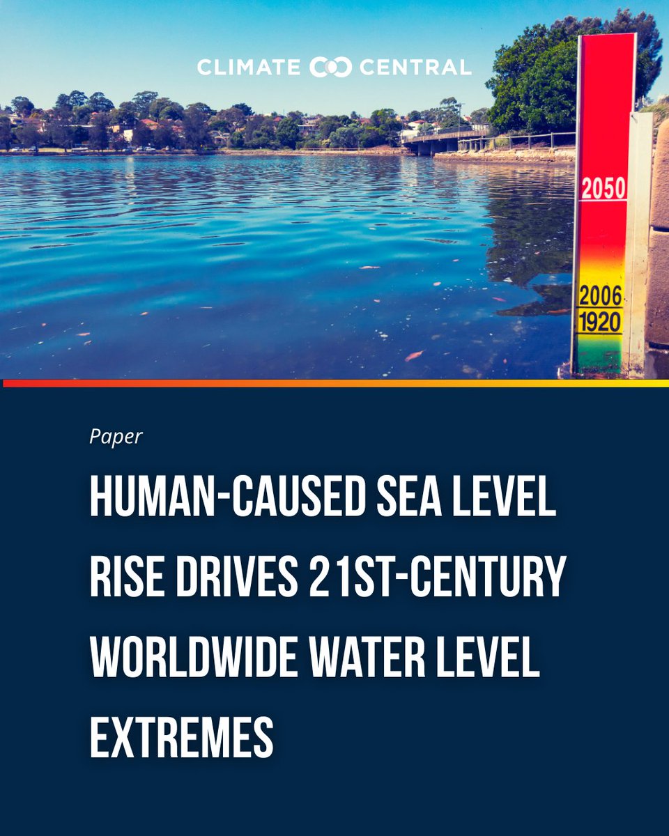 ClimateCentral's tweet photo. A new #ClimateCentral-led paper finds that climate change has nearly tripled the number of days with extreme water levels worldwide since the 1970s, increasing coastal flood risks for communities across the globe.

🌊Explore the findings: https://t.co/vMMbuA0Bpb https://t.co/SpWbWYLOj9
