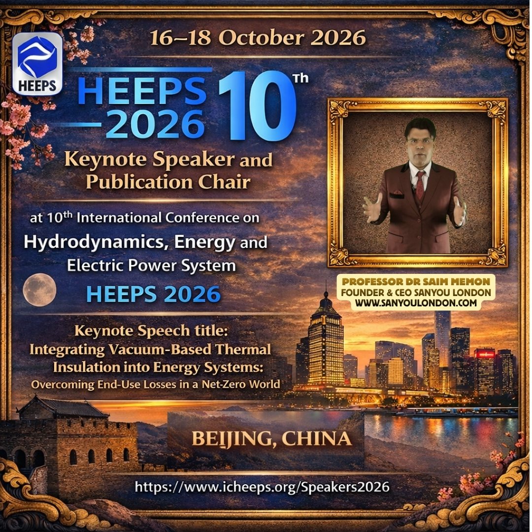 profsaimmemon's tweet photo. HEEPS 2026, Beijing My Keynote Speech Title: Integrating Vacuum-Based Thermal Insulation into Energy Systems: Overcoming End-Use Losses in a Net-Zero World
#HEEPS2026 as #Keynote #Speaker and Publication Chair in #Beijing, #China #VacuumInsulation, #EnergySystems and #NetZero https://t.co/Z7nZtN79Z3