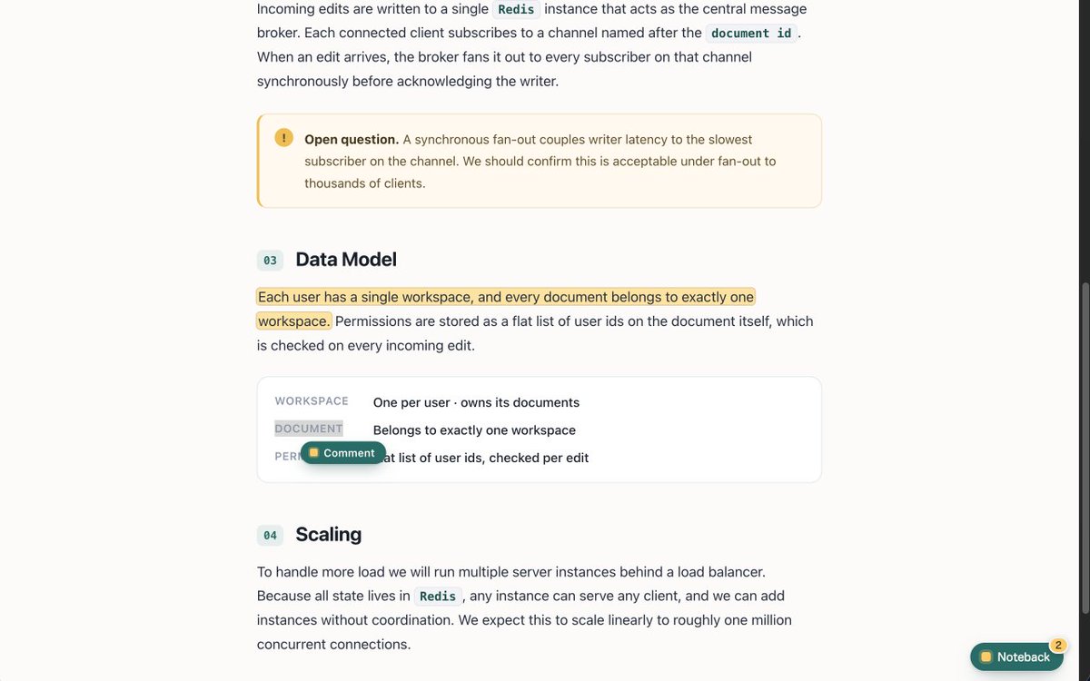 a7alec's tweet photo. I work a lot with html docs when discussing specs, plans with AI - it's so nicer and more efficient than long and boring markdowns, what I misses was an easy way to give feedback what and where to adjust. Made Noteback - Chrome Extension or `npx skills add alekkowalczyk/noteback` super easy, super lightweight - comment and copy the feedback straight to your agent :) open source, free, link in the comment.