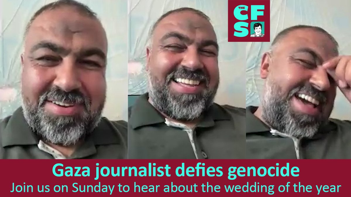 CrispinShow's tweet photo. Don't miss this!
Motasem Dalloul on his wedding in Gaza and how important it is to have a sense of humour.
Register here to join us on Sunday morning👇 https://t.co/nXh3TkZiZ6