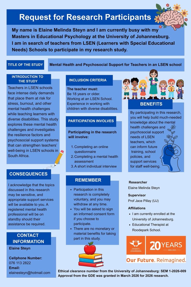Elainetjie's tweet photo. Let your voice count – share your experiences as an LSEN teacher and help shape better mental health support in our schools. 🤓
#LSEN #Mentalhealth #TeachersinSA https://t.co/QPU08u9io1