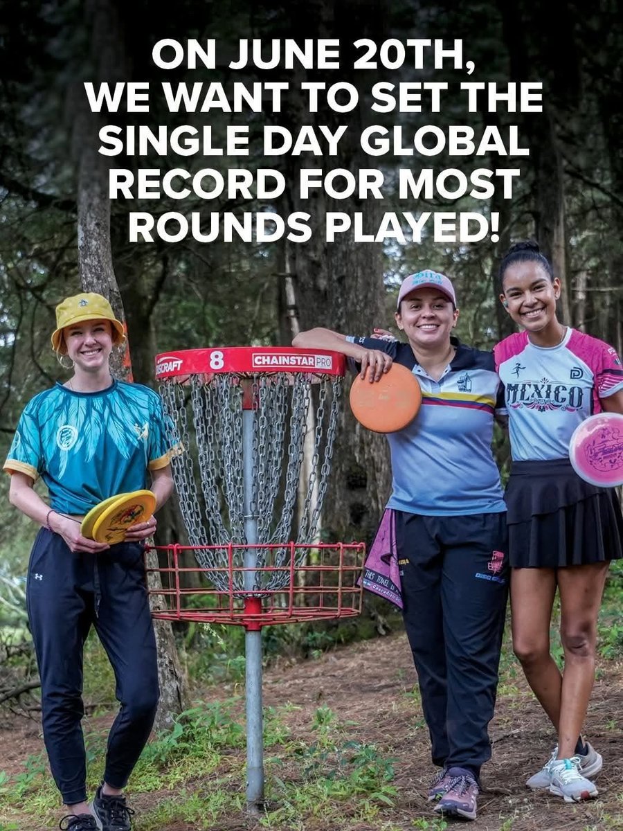 theDGFanatic's tweet photo. On June 20th, disc golfers are attempting to set the record for most rounds of disc golf played in a single day around the world.

But it doesn’t end there! For every round played UDisc will donate ten cents to the Paul McBeth Foundation to continue the growth of disc golf! https://t.co/f7a5pOZOys
