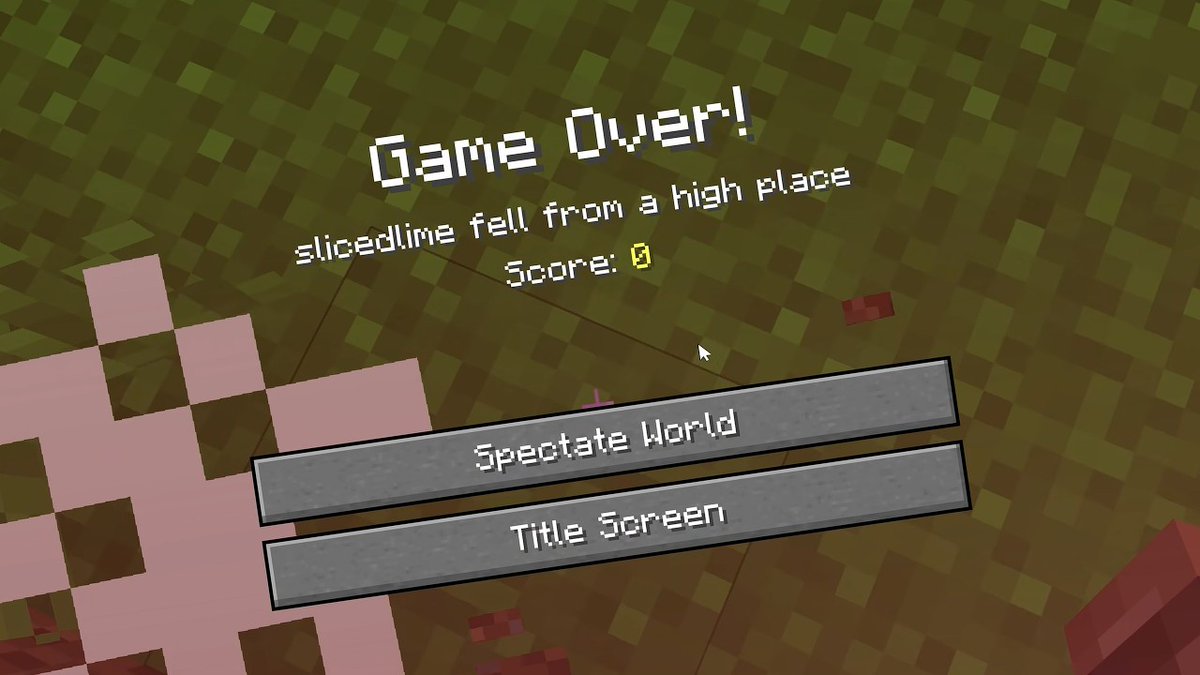 slicedlime's tweet photo. Pre-release 6 is here for the Chaos Cubed Drop with a fix for Hardcore worlds after you've died! Here's the one fix in video form! #minecraftemployee https://t.co/u0h4gwAhw3 https://t.co/za5Wv7Nc12