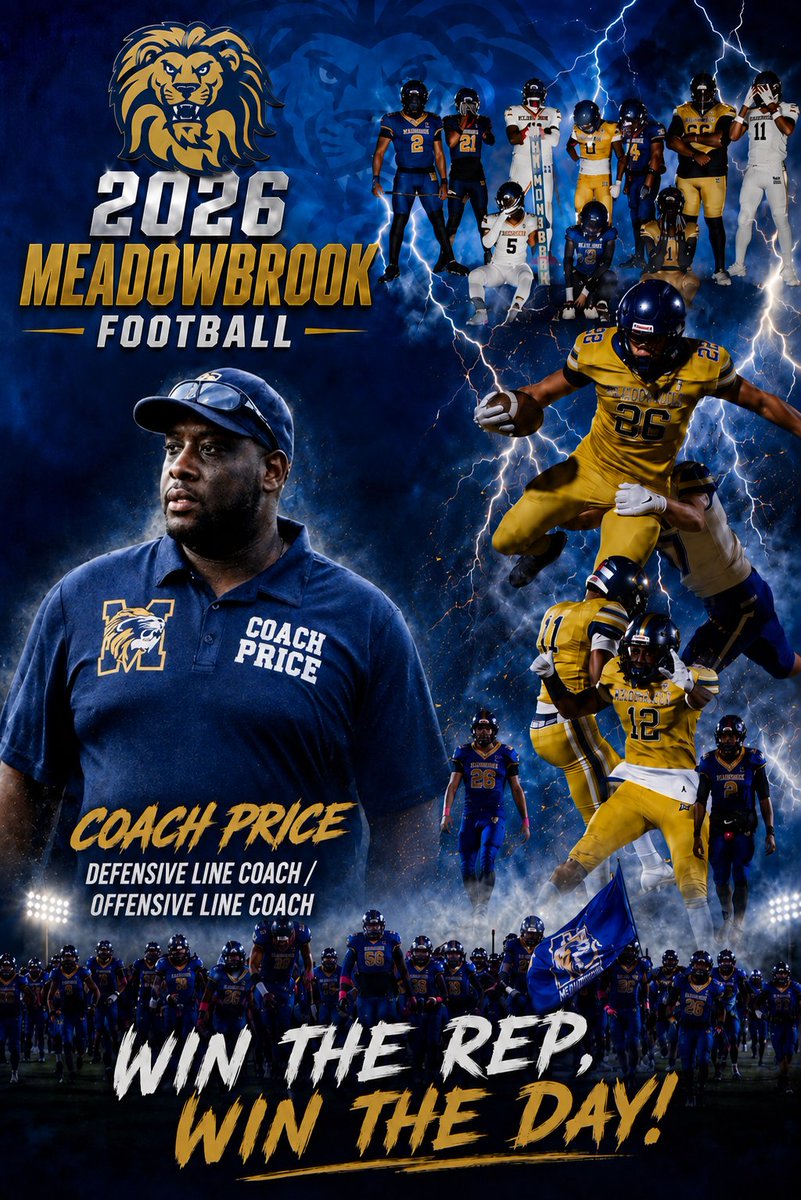 Meadowbrook_FB's tweet photo. Coach Price returns to the sideline as our JV defensive line and offensive line coach. 
Coach Price is a proud Meadowbrook Alumni. https://t.co/az3S0aMbWu