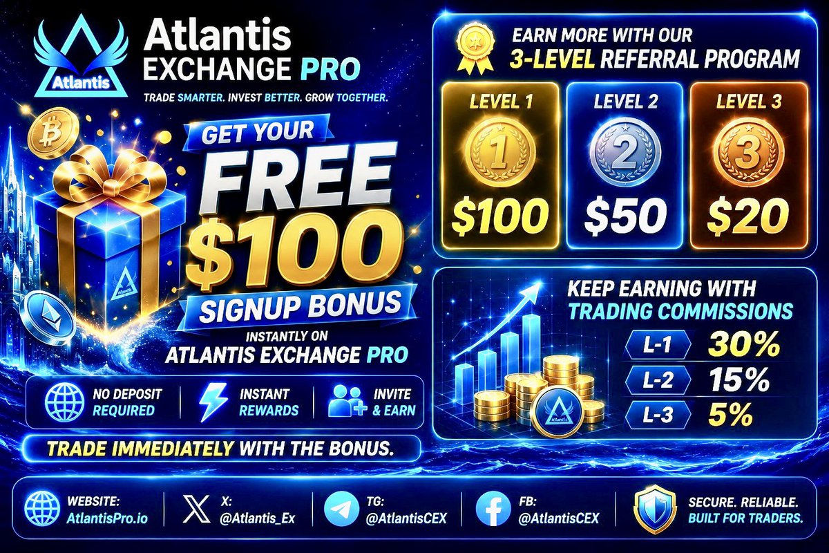 AMazurau's tweet photo. @Meowxixix1 @WhaleHunterReal 🚀🎁 The $30B Registration &amp; Referral Bonus Program is LIVE on Atlantis Exchange Pro!

✅ $100 Signup Bonus
✅ $100 Referral Bonus for L1
✅ $50 &amp; $20 for L2 &amp; L3
✅ $0 Deposit Required
🌍 Open Worldwide

👉 Register Here:
💎 https://t.co/FxrHkI4CdN https://t.co/wIgEQiEgZh