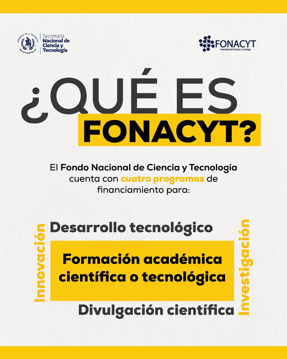 senacytgt's tweet photo. Junio trae nuevas oportunidades para la ciencia y la innovación. 

Prepárate para la próxima convocatoria de ProCienciaGT dirigida a la investigación científica y tecnológica. Así como para las oportunidades de acceder a becas en áreas de ciencia y tecnología por medio de la línea de financiamiento EducaCTi.

@KarinHerreraVP @ViceGuatemala @GuatemalaGob @uvggt @ugalileo_edu @AGN_noticias @RadioTGWTV @OttonielMonter1