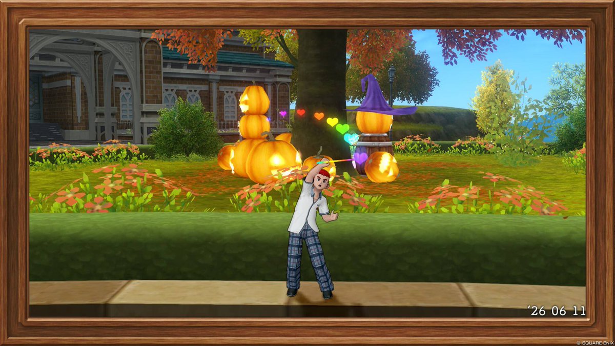 himuch_game's tweet photo. ドラクエ10プレイ日記22日目

テンの日ということで福の神カードをもらったので、パーティー組んで討伐、大量の福引券ゲット！
そして福引を回すと…しぐさ手に入れたぞーーーー！！
めっちゃイィ！

学園もすっかり秋になりました🎃

#ドラクエ10
#DQ10 https://t.co/LXpogocRmZ