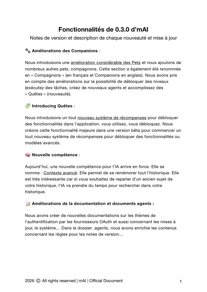 mDevsLabs's tweet photo. Voici la version 0.3.0 d’mAI qui arrive en fin de semaine, dimanche probablement… Préparez vous à du changement ! https://t.co/YEfUks7T1P