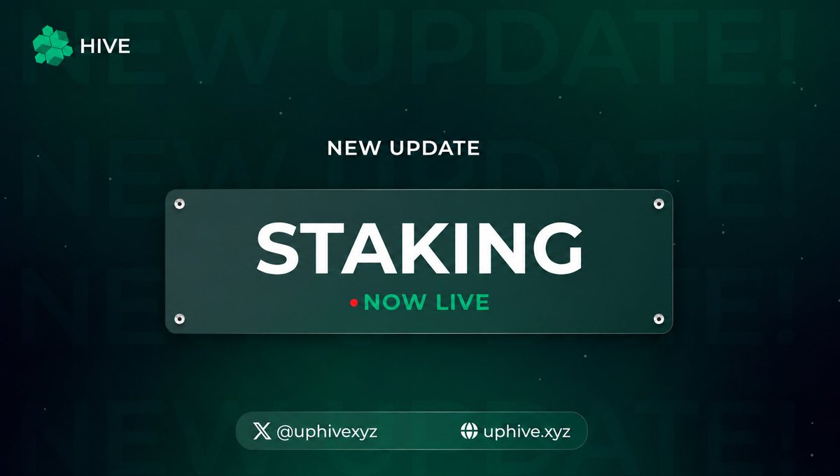 uphivexyz's tweet photo. 🚨Exciting Update

HIVE Staking is officially LIVE! 🐝

Lock $Hive tokens to unlock the machine routing economy and multiple benefits

Learn more ↓ 🧵 https://t.co/VhK6TOFcZ2